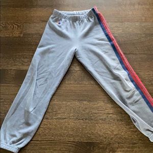 Grey Five Stripe Sweatpants